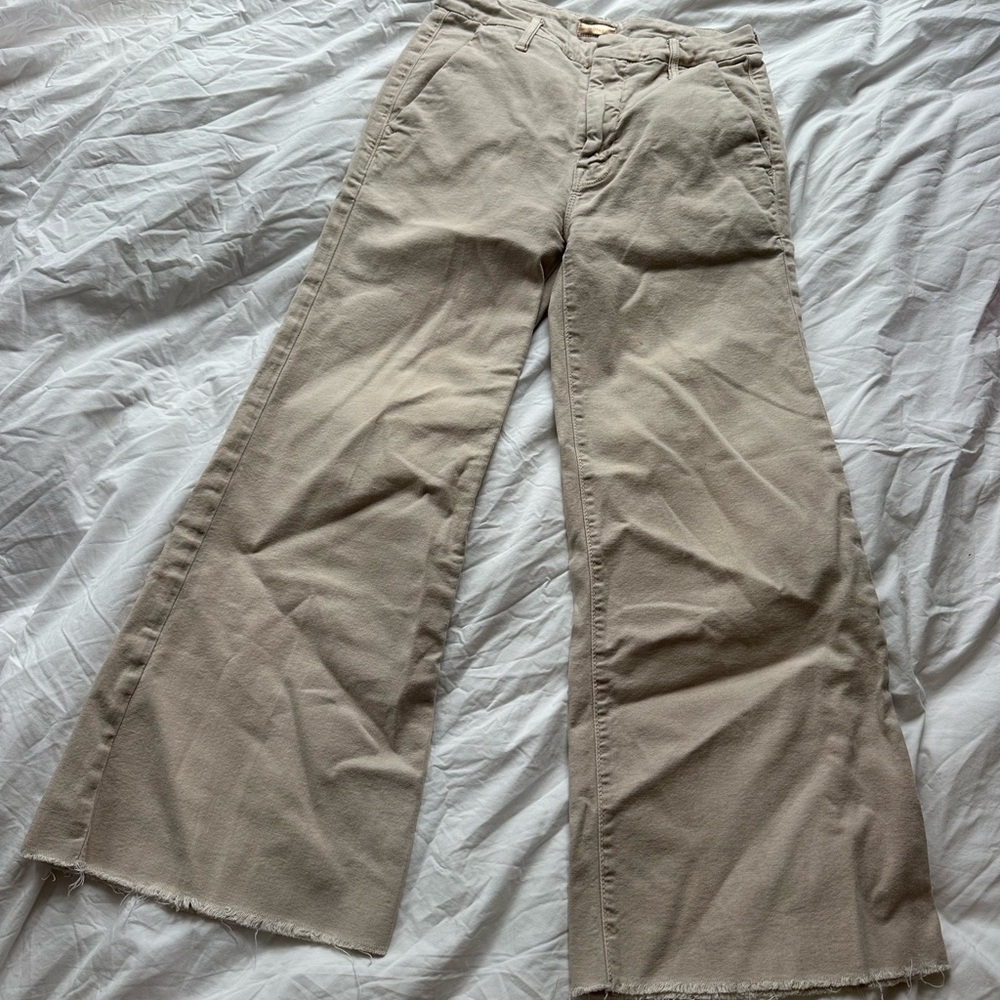 MOTHER Beige Wide-Leg Jeans
